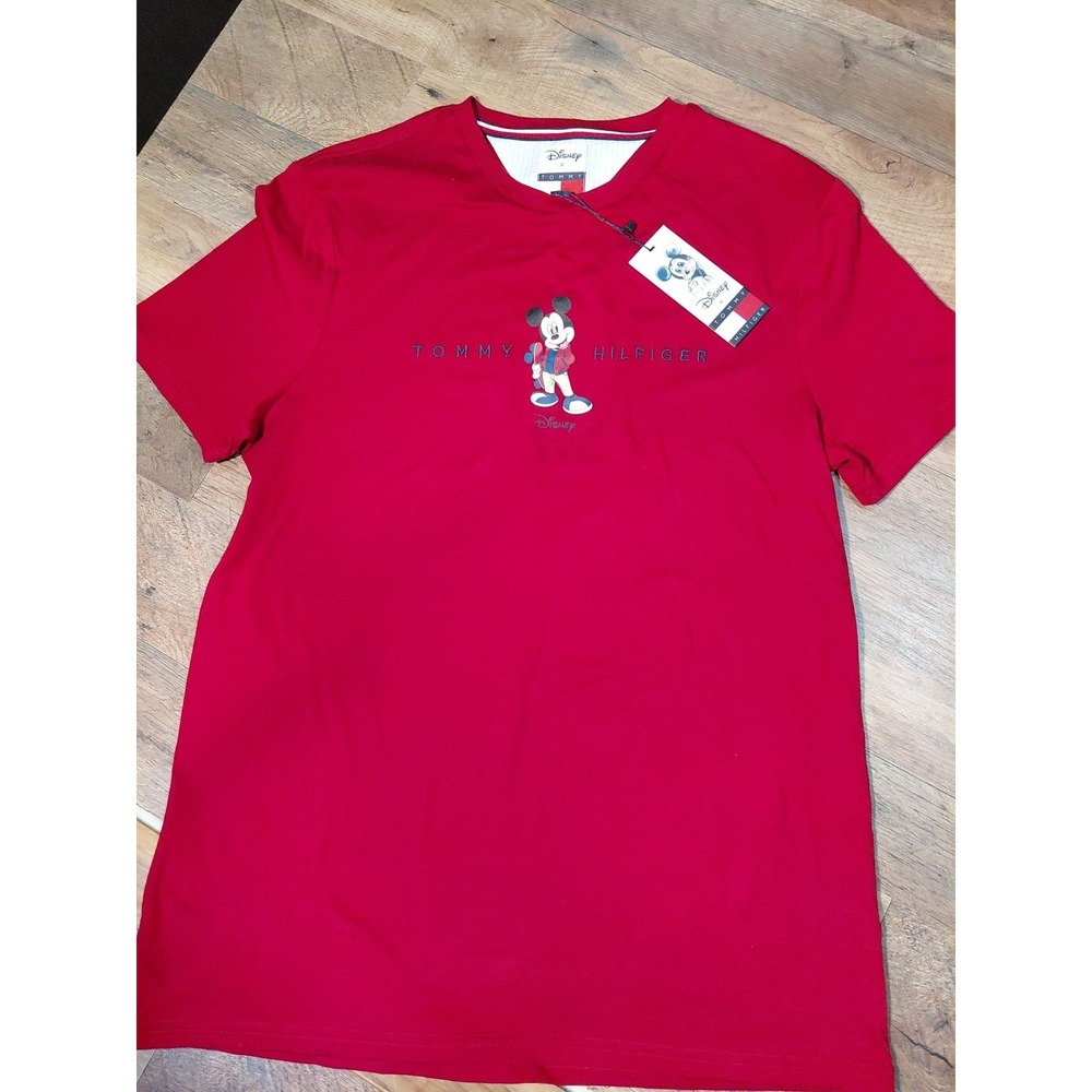 NWT Men's DISNEY x Tommy Hilfiger‎ Mickey Mouse Burgandy S/S T-Shirt Size Small